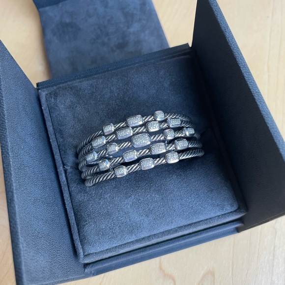 David Yurman Silver and Black Cable Bracelet - Picture 1 of 3